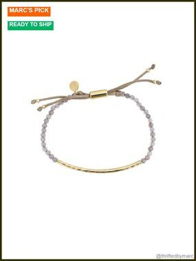 Genuine Gemstone Bracelet with Gold Bar Beads, Adjustable Slide Closure